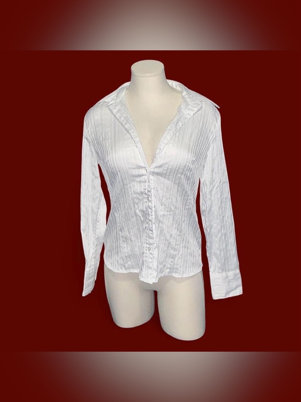dressbarn White Vertical-Texture Button Down Shirt